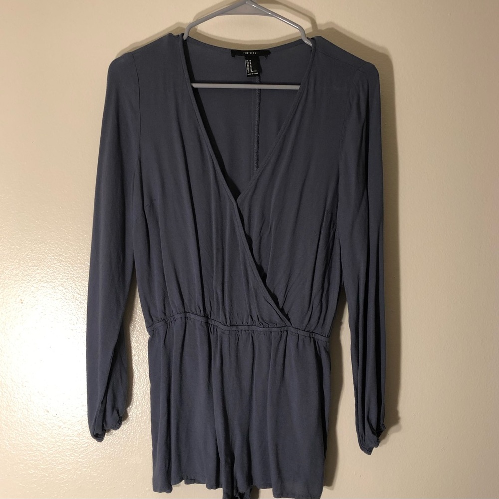 Forever 21 gray long sleeved romper